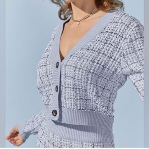 Francesca's Collections Light Blue Textured Cardigan